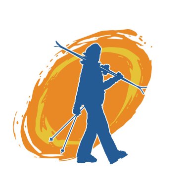 Kar sporu yapan insanların silueti. Kar kayağı yapan insanların silueti.