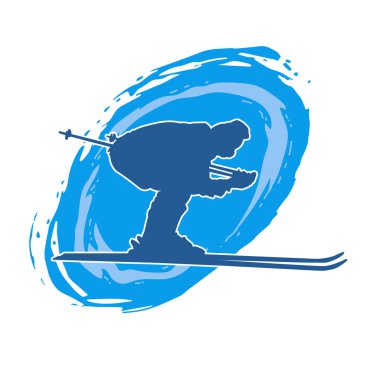 Kar sporu yapan insanların silueti. Kar kayağı yapan insanların silueti.