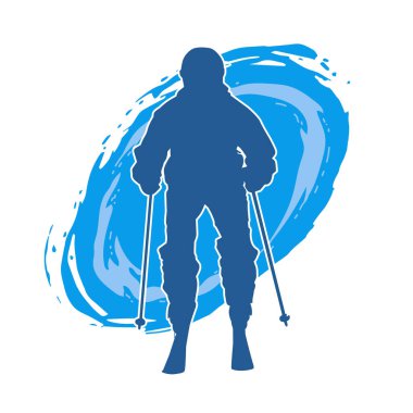 Kar sporu yapan insanların silueti. Kar kayağı yapan insanların silueti.