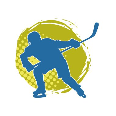 Çim hokeyi oynayan kadın atlet silueti. Çim hokeyi oynayan bir kadının silueti..