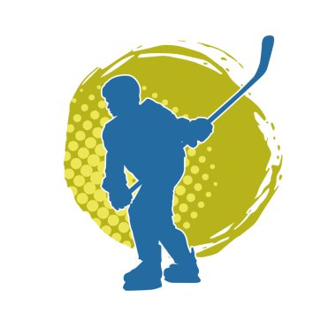 Çim hokeyi oynayan kadın atlet silueti. Çim hokeyi oynayan bir kadının silueti..