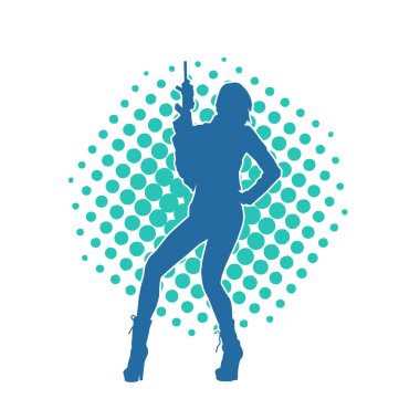 Makineli tüfek taşıyan kadın savaşçının silueti.. 