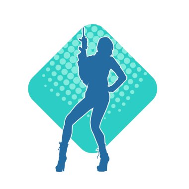 Makineli tüfek taşıyan bir kadın savaşçının silueti.. 