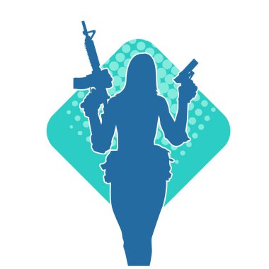 Makineli tüfek taşıyan bir kadın savaşçının silueti.. 