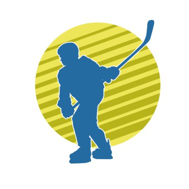 Çim hokeyi oynayan kadın atlet silueti. Çim hokeyi oynayan bir kadının silueti..