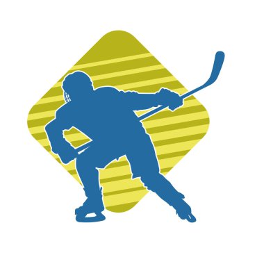 Çim hokeyi oynayan kadın atlet silueti. Çim hokeyi oynayan bir kadının silueti..