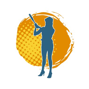 İnce bir kadın modelin silueti polis memuru kostümü giymiş beyzbol sopası taşıyor.