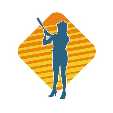 İnce bir kadın modelin silueti polis memuru kostümü giymiş beyzbol sopası taşıyor.