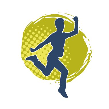 Koşan sıradan bir adamın silueti. Siluet erkek koşusu pozu.