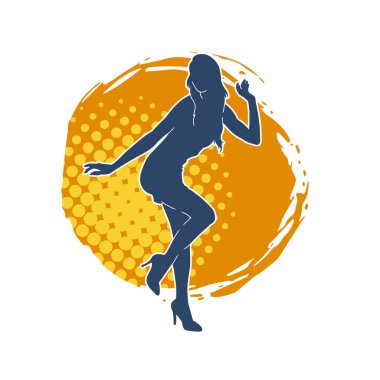 Hareketli bir kadın dansçının silueti. Dans eden zayıf bir kadının silueti..