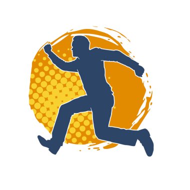 Koşan sıradan bir adamın silueti. Siluet erkek koşusu pozu.