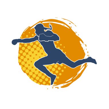 Hareketli erkek kickboksör atletinin silueti. Tekme atan bir adamın silueti..