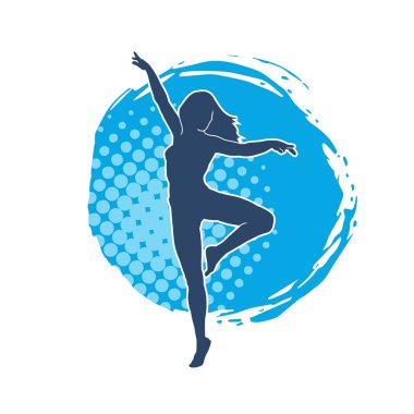 Hareketli bir kadın balerin silueti. Dans eden balerin kızın silueti..