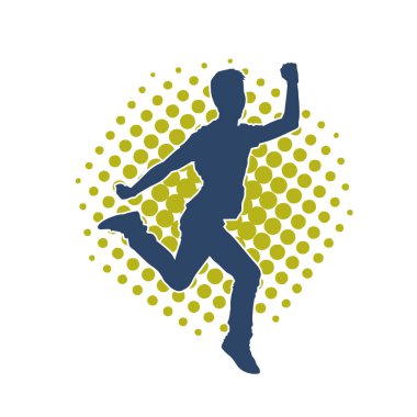 Koşan sıradan bir adamın silueti. Siluet erkek koşusu pozu.