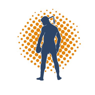 Hareketli erkek kickboksör atletinin silueti. Tekme atan bir adamın silueti..