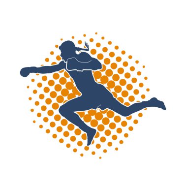 Hareketli erkek kickboksör atletinin silueti. Tekme atan bir adamın silueti..