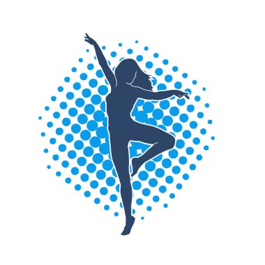 Hareketli bir kadın balerin silueti. Dans eden balerin kızın silueti..