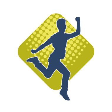 Koşan sıradan bir adamın silueti. Siluet erkek koşusu pozu.