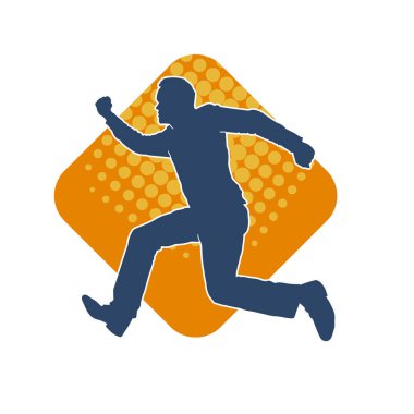 Koşan sıradan bir adamın silueti. Siluet erkek koşusu pozu.