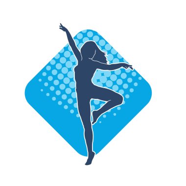 Hareketli bir kadın balerin silueti. Dans eden balerin kızın silueti..