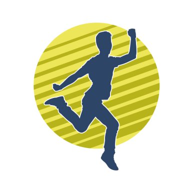 Koşan sıradan bir adamın silueti. Siluet erkek koşusu pozu.