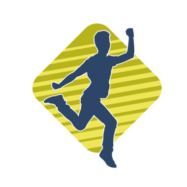 Koşan sıradan bir adamın silueti. Siluet erkek koşusu pozu.