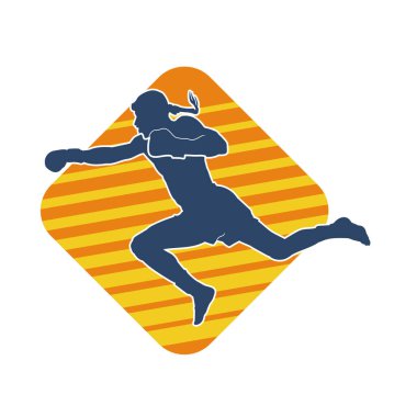 Hareketli erkek kickboksör atletinin silueti. Tekme atan bir adamın silueti..