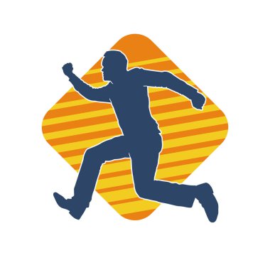 Koşan sıradan bir adamın silueti. Siluet erkek koşusu pozu.