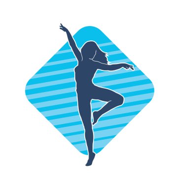 Hareketli bir kadın balerin silueti. Dans eden balerin kızın silueti..