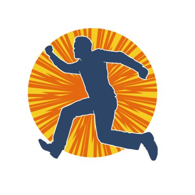 Koşan sıradan bir adamın silueti. Siluet erkek koşusu pozu.