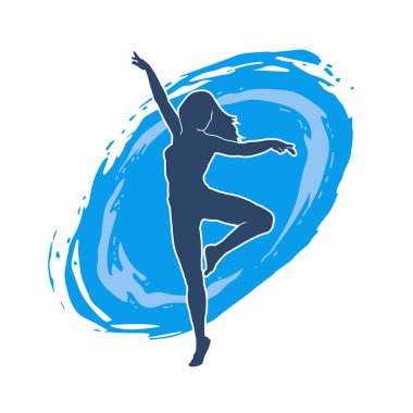 Hareketli bir kadın balerin silueti. Dans eden balerin kızın silueti..