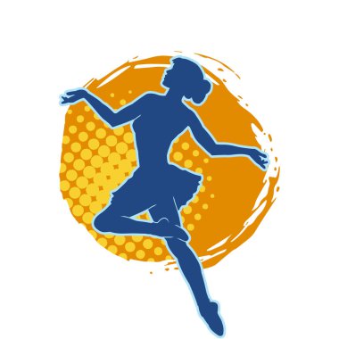 Hareketli bir kadın balerin silueti. Dans eden balerin kızın silueti..