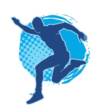 Koşu pozisyonundaki bir adamın silüeti. Siluet erkek koşusu pozu.