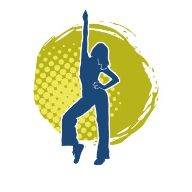 Hareketli bir kadın dansçının silueti. Mutlu dans eden bir kadının silueti..