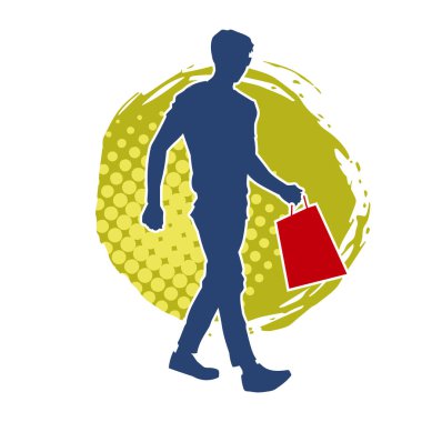 Alışveriş çantası taşıyan zayıf bir erkek mankenin silueti.