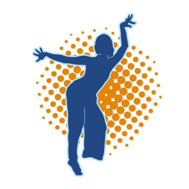 Hareketli bir kadın dansçının silueti. Dans eden zayıf bir kadının silueti..