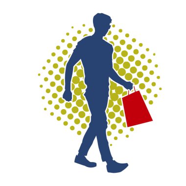 Alışveriş çantası taşıyan zayıf bir erkek mankenin silueti.