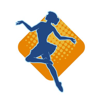 Hareketli bir kadın balerin silueti. Dans eden balerin kızın silueti..