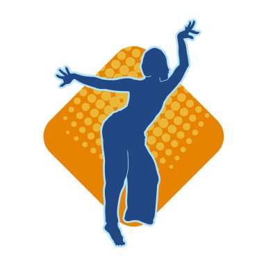 Hareketli bir kadın dansçının silueti. Dans eden zayıf bir kadının silueti..