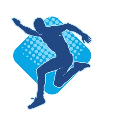 Koşu pozisyonundaki bir adamın silüeti. Siluet erkek koşusu pozu.