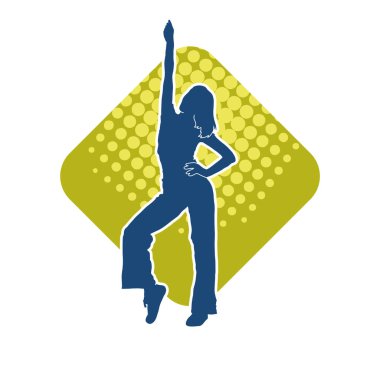 Hareketli bir kadın dansçının silueti. Mutlu dans eden bir kadının silueti..