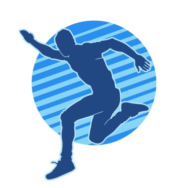 Koşu pozisyonundaki bir adamın silüeti. Siluet erkek koşusu pozu.