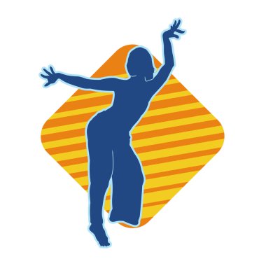 Hareketli bir kadın dansçının silueti. Dans eden zayıf bir kadının silueti..