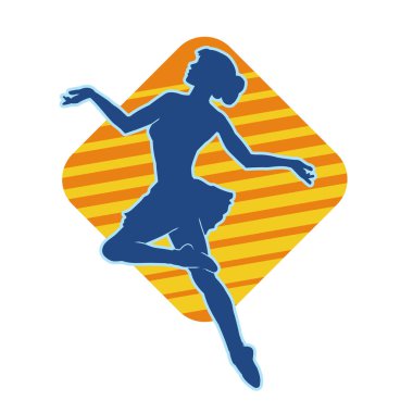 Hareketli bir kadın balerin silueti. Dans eden balerin kızın silueti..