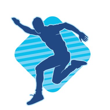 Koşu pozisyonundaki bir adamın silüeti. Siluet erkek koşusu pozu.