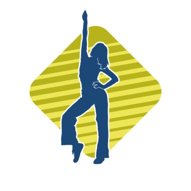 Hareketli bir kadın dansçının silueti. Mutlu dans eden bir kadının silueti..