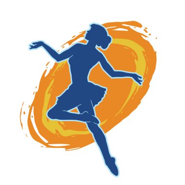 Hareketli bir kadın balerin silueti. Dans eden balerin kızın silueti..