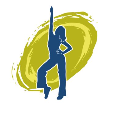 Hareketli bir kadın dansçının silueti. Mutlu dans eden bir kadının silueti..