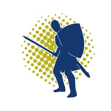 Eski bir Romalı askerin silueti. Kılıç ve demir kılıçla poz vermiş..