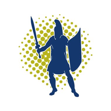 Eski bir Romalı askerin silueti. Kılıç ve demir kılıçla poz vermiş..